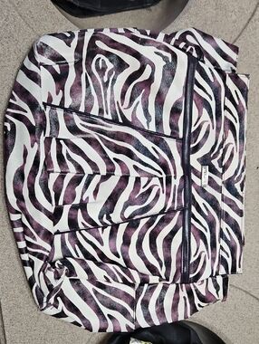 Miche Jocelynne Zebra-Print Shoulder Bag in White and Purple